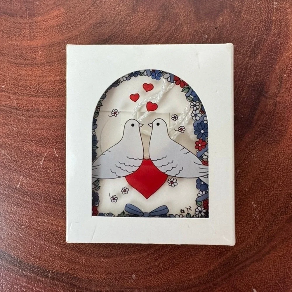 Vintage Robert Jacobsen W Germany Love Doves Heart Acrylic Suncatcher Ornament